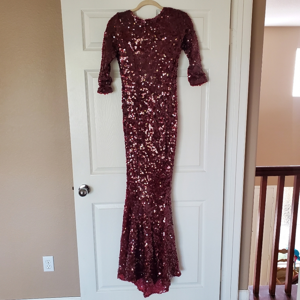 Burgundy sequin gown